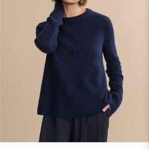 Jenni Kayne Navy cashmere fisherman sweater size medium